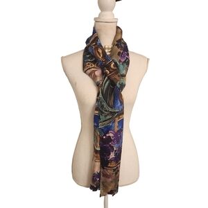 Silk Floral Kerchief by New York Studio, 10"x88" Elegant Purple Art To Wear